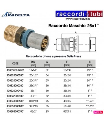 RACCORDO DIRITTO M/M D.26x1''