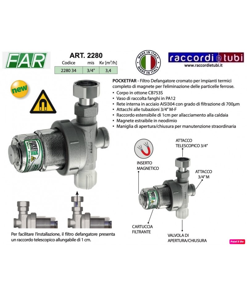 DEFANGATORE FILTRO MAGNETICO SOTTO CALDAIA ULTRA COMPATTO