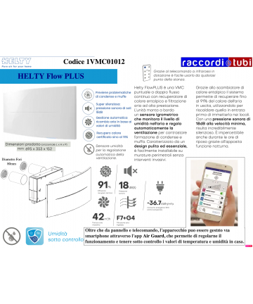 RECUPERATORE DI CALORE HELTY FLOW 40 CODICE 1VMC02005