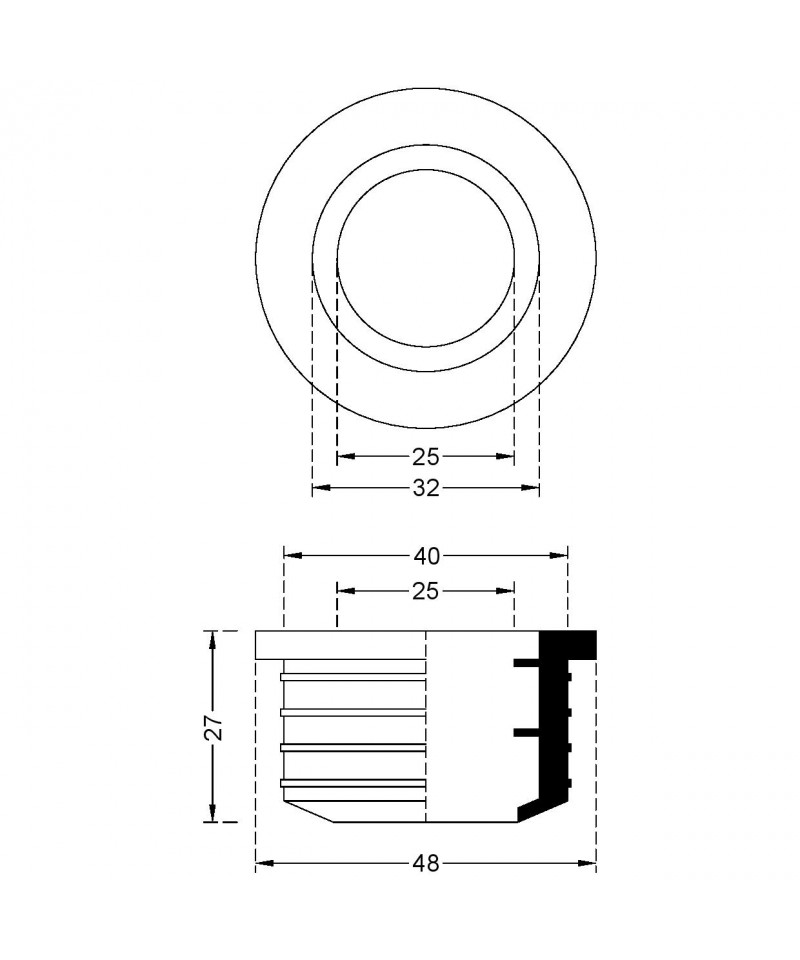 MORSETTO GOMMA NERO ESTERNO 40X25/32