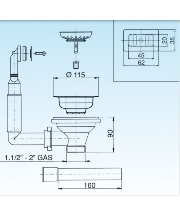 Piletta Basket 3½ Ø11,4 D550-70-PIR Mineral Cestello Ø 8,3 Ottone Antico