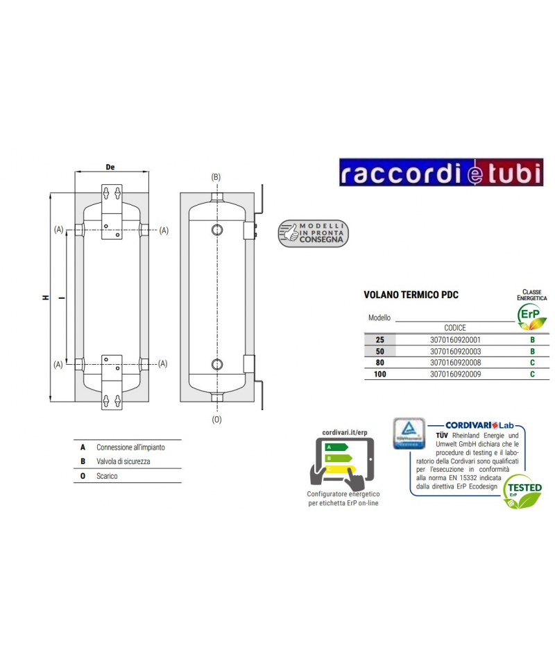 ACF00050R - Volano termico da 50 litri per acqua tecnica caldo/freddo - TML