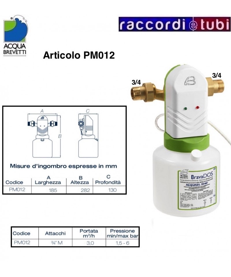 Acqua brevetti MINIDUE 360 PM007S CON ATTACCO 1/2 F Pompa dosatrice
