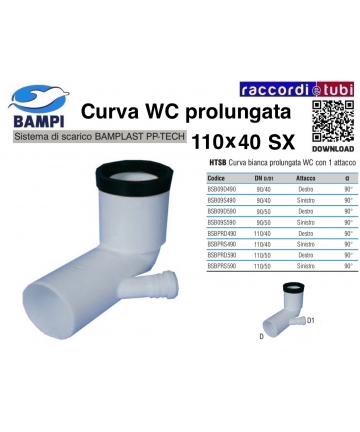 CURVA WC PP-H/MC DIAMETRO 90